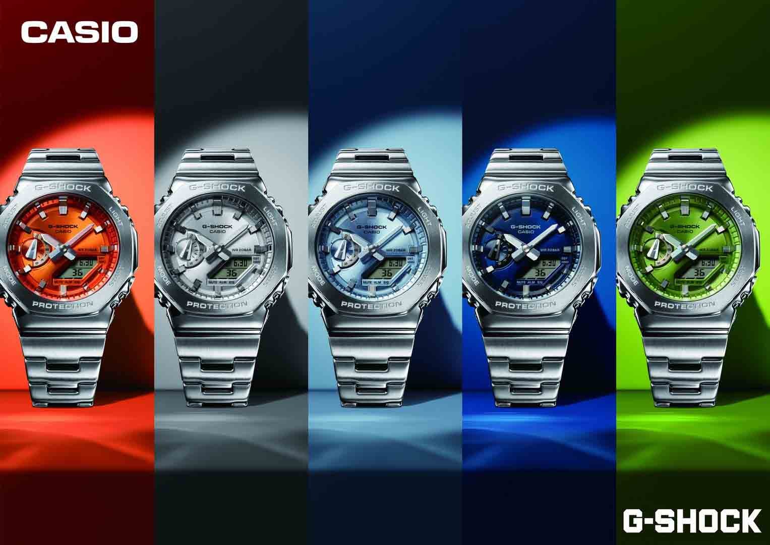 CASIO G-SHOCK นาฬิกาข้อมือ นาฬิกากันน้ำ นาฬิกาของแท้ ประกันศูนย์ CMG 1 ปี รุ่น GM-2110D-2B นาฬิกาสีเงิน