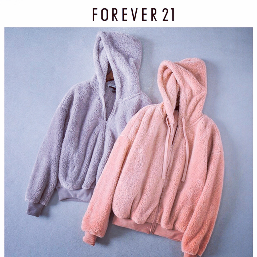 เสื้อเฟอร์กันหนาว แบรนด์ Forever21 เสื้อคลุมขน สีชมพู ขนนิ่มฟู นุ่มมากคะ สำเนา ชมพู