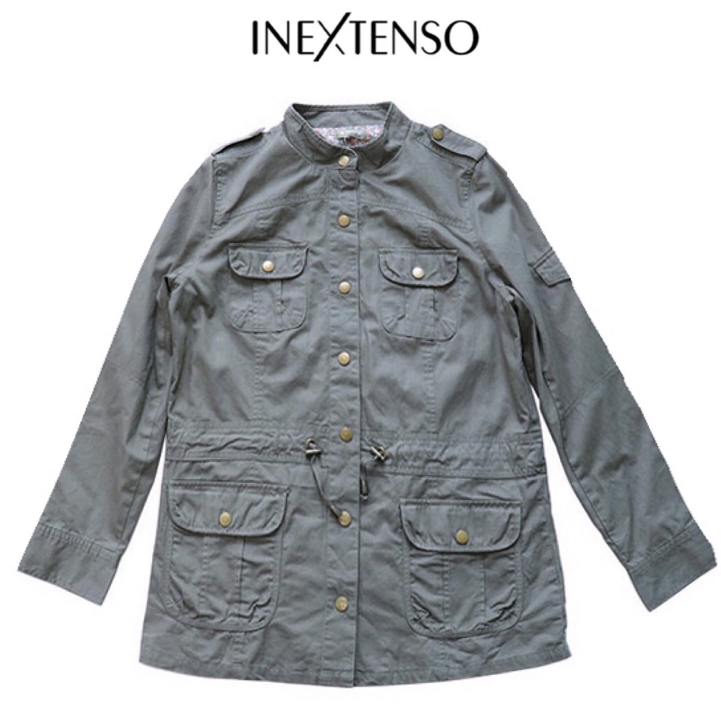 เสื้อนอกเขียวทหาร เสื้อแจ็คเก็ต แนวทหาร แพทเทิน สวย เท่ห์ มาก แบรนด์ In extenso เขียวเทา