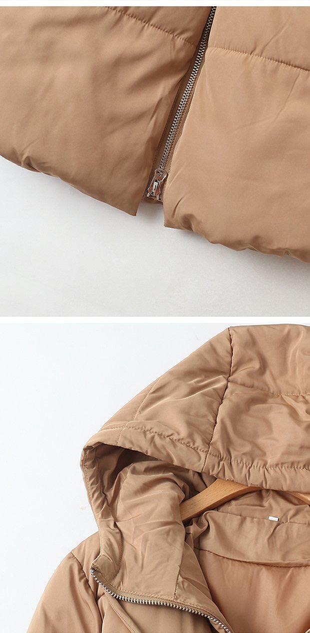 เสื้อกันหนาว เสื้อฮู้ดเฟอร์ บุนวมอุ่น สีนู้ดส้ม แบรนด์ Cranberry jeans (padded puffer coat สำเนา
