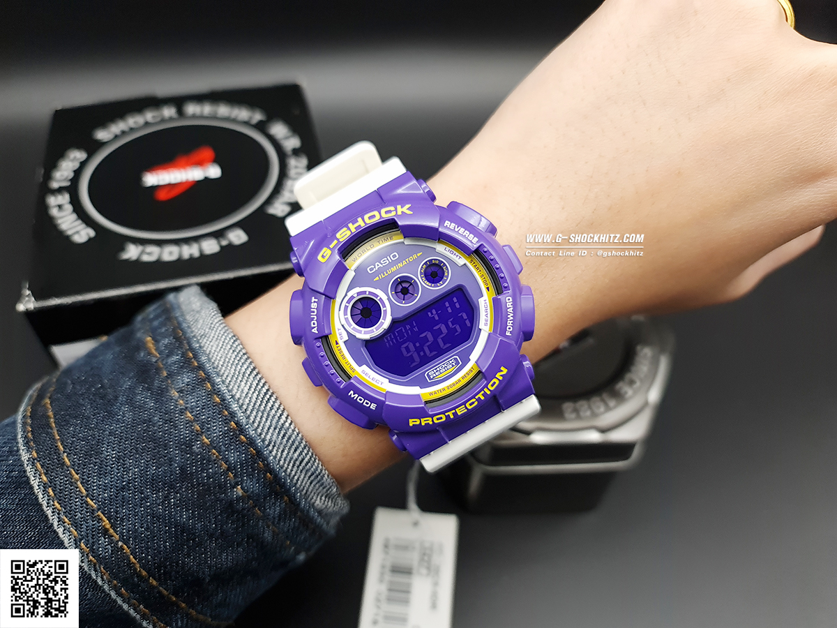 CASIO MID YEAR SALE G-SHOCK พร้อมส่ง นาฬิกาข้อมือ นาฬิกากันน้ำ นาฬิกาของแท้ ประกันศูนย์ CMG 1 ปี รุ่น GD-120CS-6 นาฬิกาสีม่วง