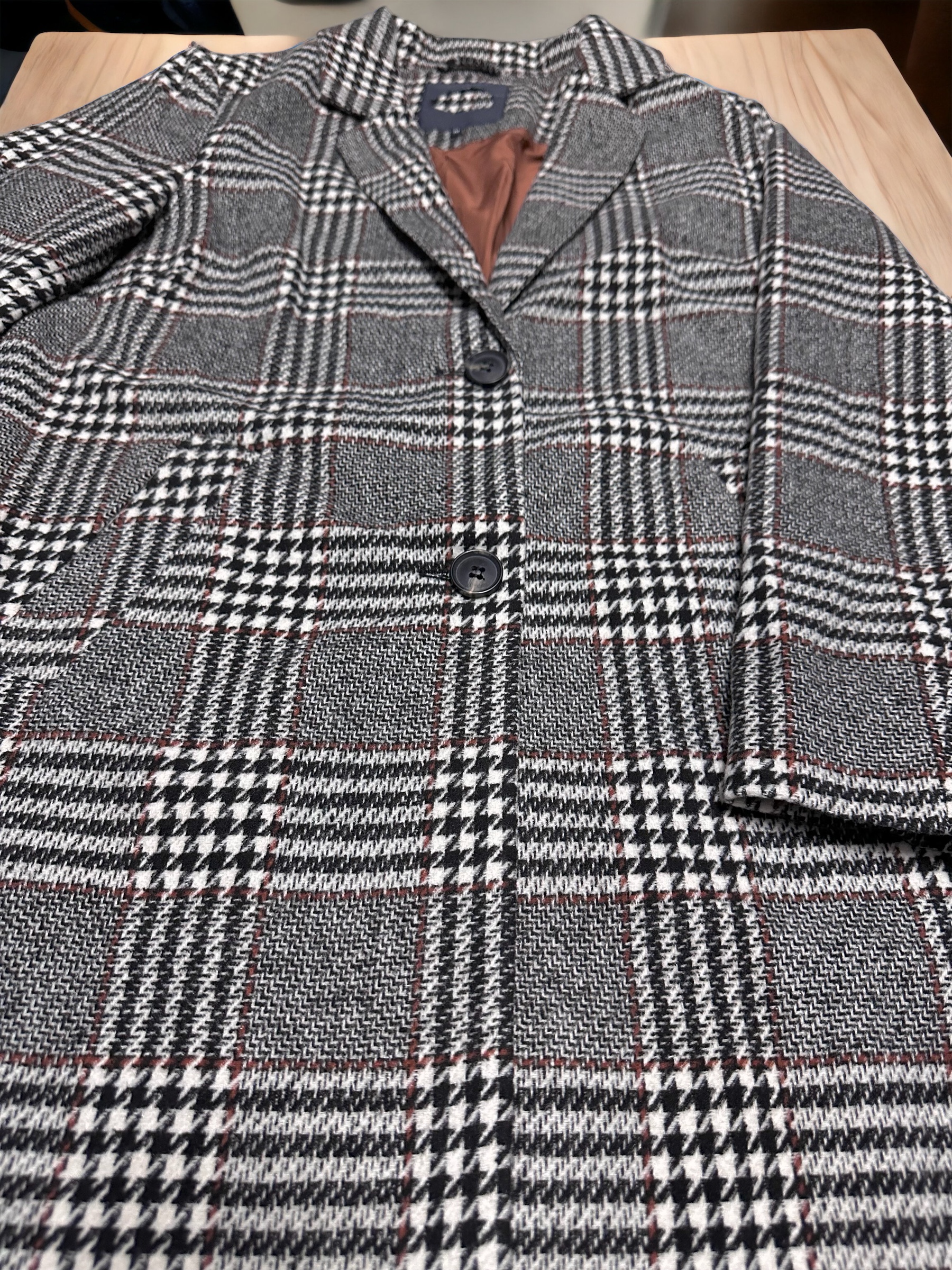 เสื้อโค้ท เสื้อกันหนาว เนื้อผ้าสักหลาดวูล checked coat แบรนด์ reserved สำเนา สำเนา