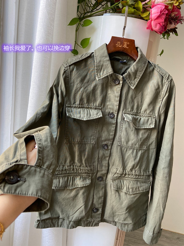 H&m เสื้อทหาร เสื้อฮู้ดเขียวทหาร เสื้อนอกแนวทหาร H&M (ตัดป้าย) แพทเทินสวย เท่ห์มาก คะ Size M สำเนา เขียว
