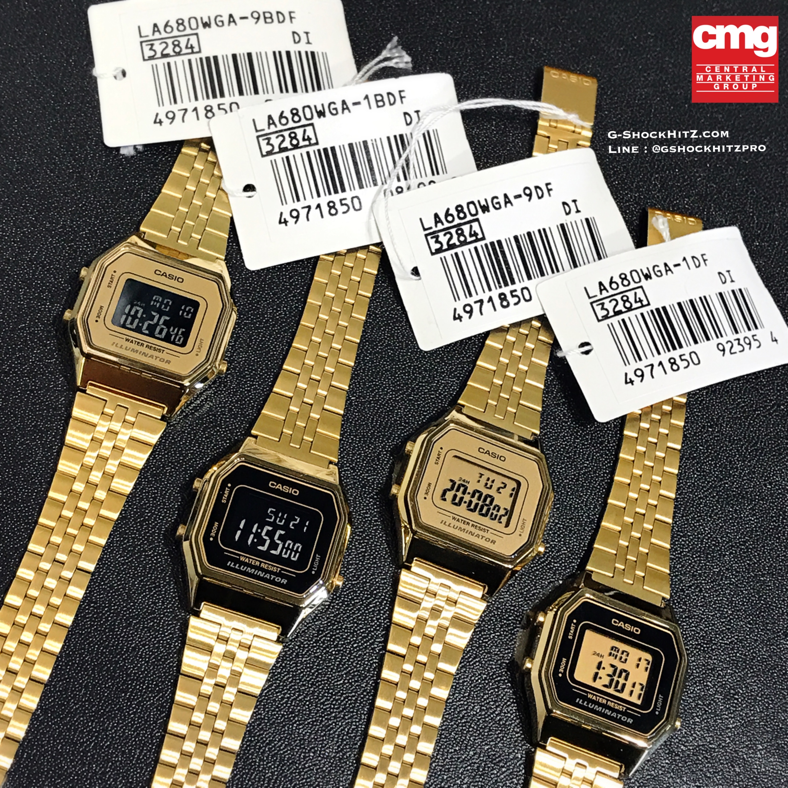 CASIO นาฬิกาคาสิโอ นาฬิกาข้อมือ นาฬิกากันน้ำ นาฬิกาของแท้ ประกันศูนย์ CMG 1 ปี รุ่น LA680WGA-9D นาฬิกาสีทอง