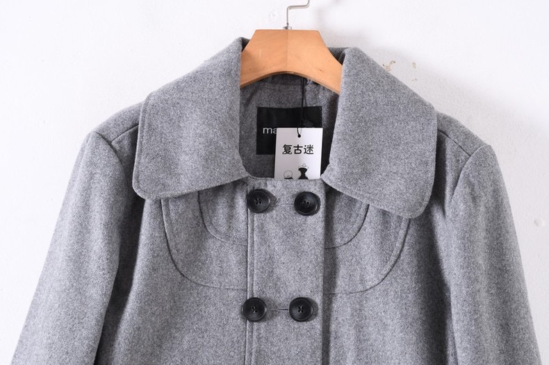 เสื้อโค้ท เสื้อกันหนาว เนื้อผ้าสักหลาดวูล Peacoat สีเทา แต่งกระดุมสองแถว แบรนด์ MAURICES