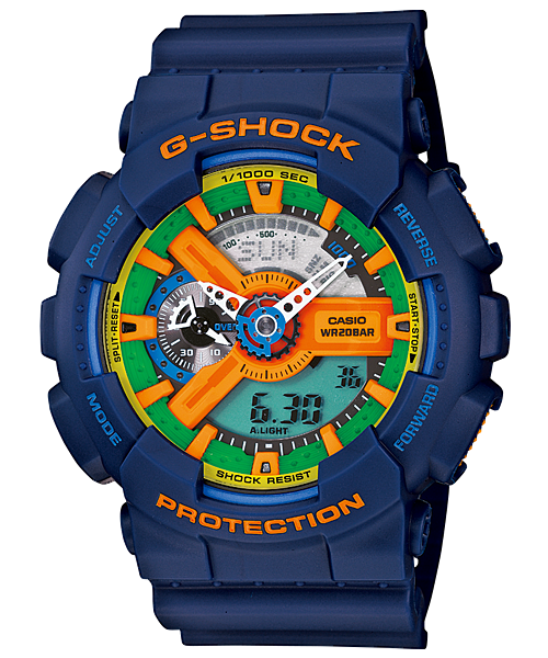 CASIO G-SHOCK นาฬิกาข้อมือ นาฬิกากันน้ำ นาฬิกาของแท้ ประกันศูนย์ CMG 1 ปี รุ่น GA-110FC-2A นาฬิกาสีน้้ำเงิน