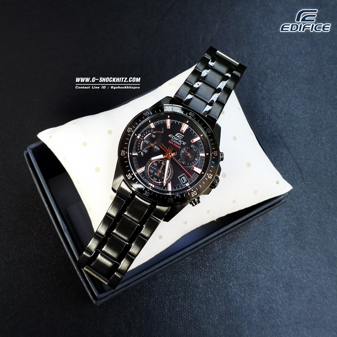 CASIO EDIFICE นาฬิกาข้อมือ นาฬิกากันน้ำ นาฬิกาของแท้ ประกันศูนย์ CMG 1 ปี รุ่น EFV-540DC-1B นาฬิกาสีดำ