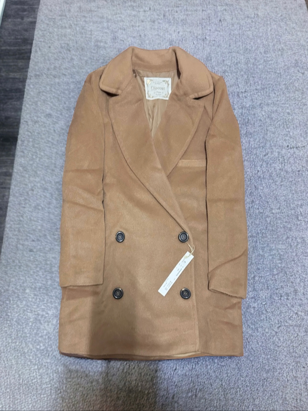 เสื้อโค้ท peacoat เสื้อโค้ทเฟอร์ โค้ทสักหลาดสีน้ำตาลกากี แบรนด์ DISCOAT(Japan)