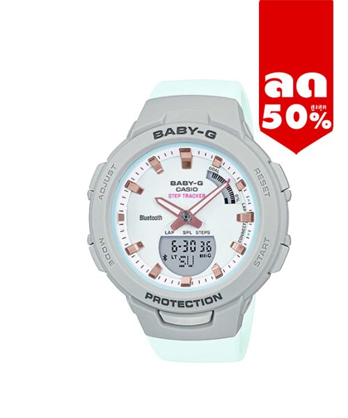 CASIO BABY-G นาฬิกาข้อมือ นาฬิกากันน้ำ นาฬิกาของแท้ ประกันศูนย์ CMG 1 ปี รุ่น BSA-B100MC-8A นาฬิกาสีเทา