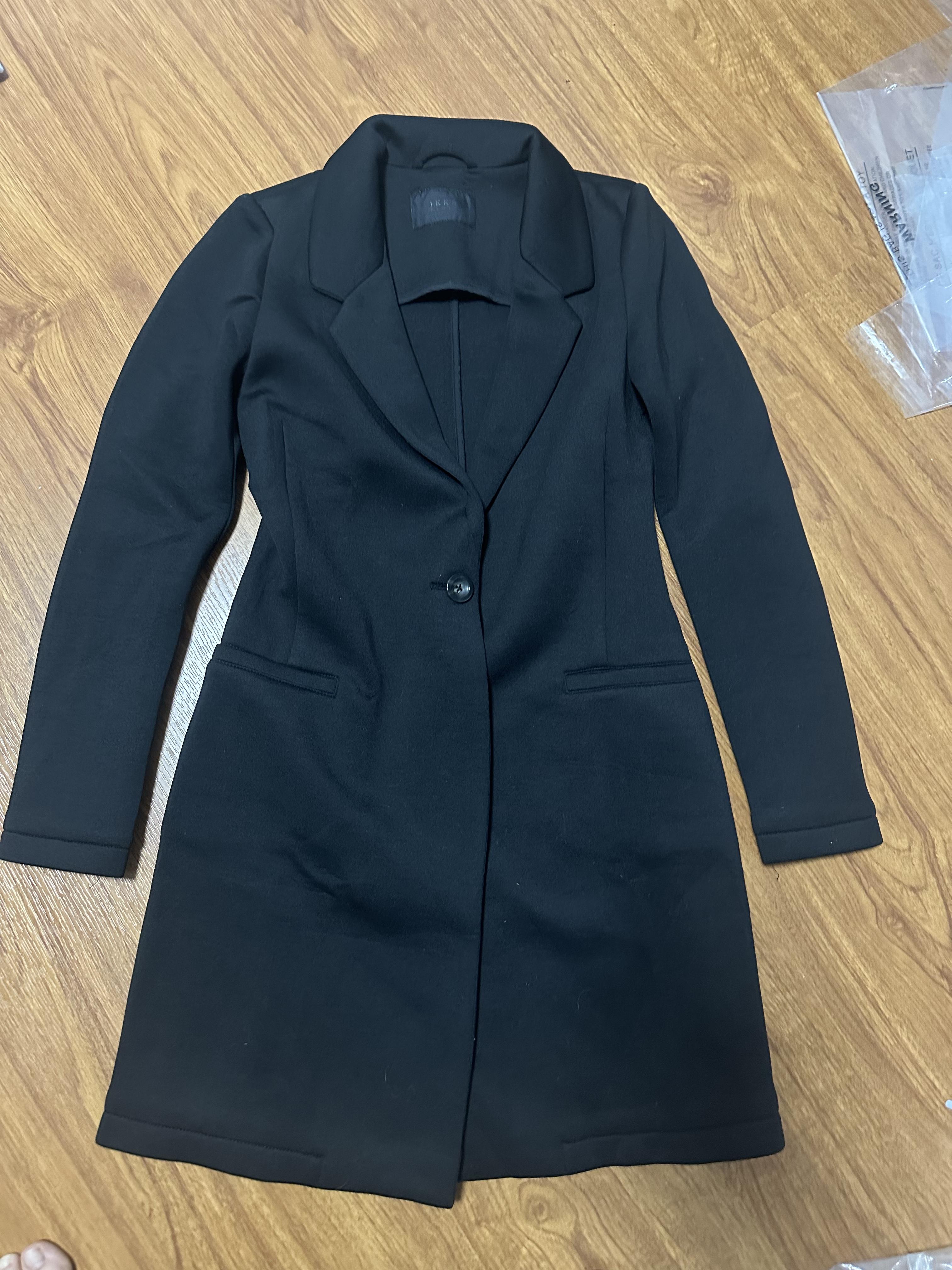 เสื้อโค้ทวูล Trench coat เสื้อโค้ทวูล โค้ทสีดำ แบรนด์ IKKS WOMAN