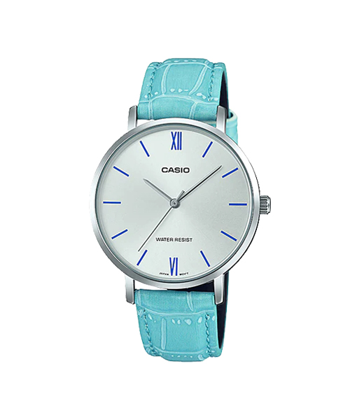 CASIO นาฬิกาคาสิโอ นาฬิกาข้อมือ นาฬิกากันน้ำ นาฬิกาของแท้ ประกันศูนย์ CMG 1 ปี รุ่น LTP-VT01L-7B3 นาฬิกาสีฟ้า