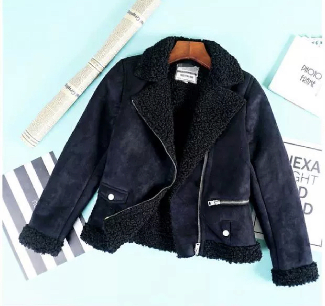 เสื้อโค้ท กันหนาว Pea coat หนังกลับ สีดำ REVIEW ดำ