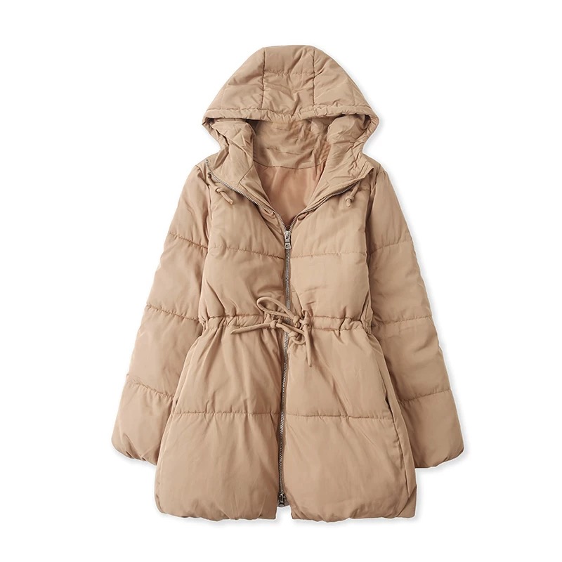 เสื้อกันหนาว เสื้อฮู้ดเฟอร์ บุนวมอุ่น สีนู้ดส้ม แบรนด์ Cranberry jeans (padded puffer coat สำเนา