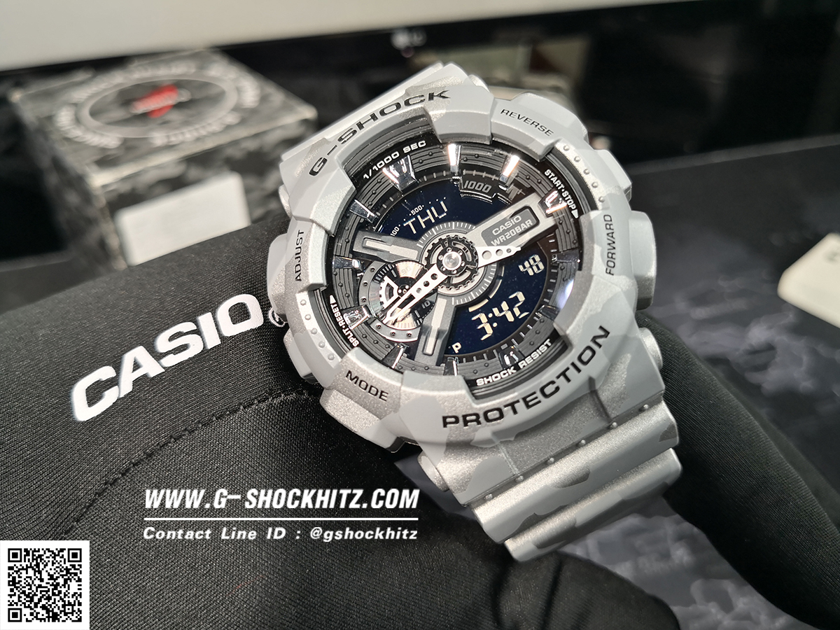 CASIO G-SHOCK นาฬิกาข้อมือ นาฬิกากันน้ำ นาฬิกาของแท้ ประกันศูนย์ CMG 1 ปี รุ่น GA-110CM-8A นาฬิกาสีเทา