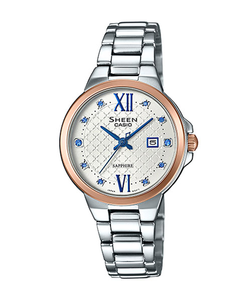 CASIO SHEEN นาฬิกาข้อมือ นาฬิกากันน้ำ นาฬิกาของแท้ ประกันศูนย์ CMG 1 ปี รุ่น SHE-4524SPG-7B นาฬิกาสีเงิน