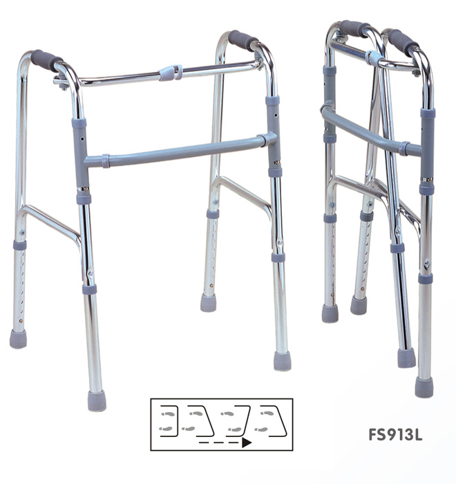 วอร์คเกอร์ช่วยเดิน Walker อลูมิเนียม พับได้ FS913L สามารถเดินแบบโยกซ้าย ขวา และล็อคได้