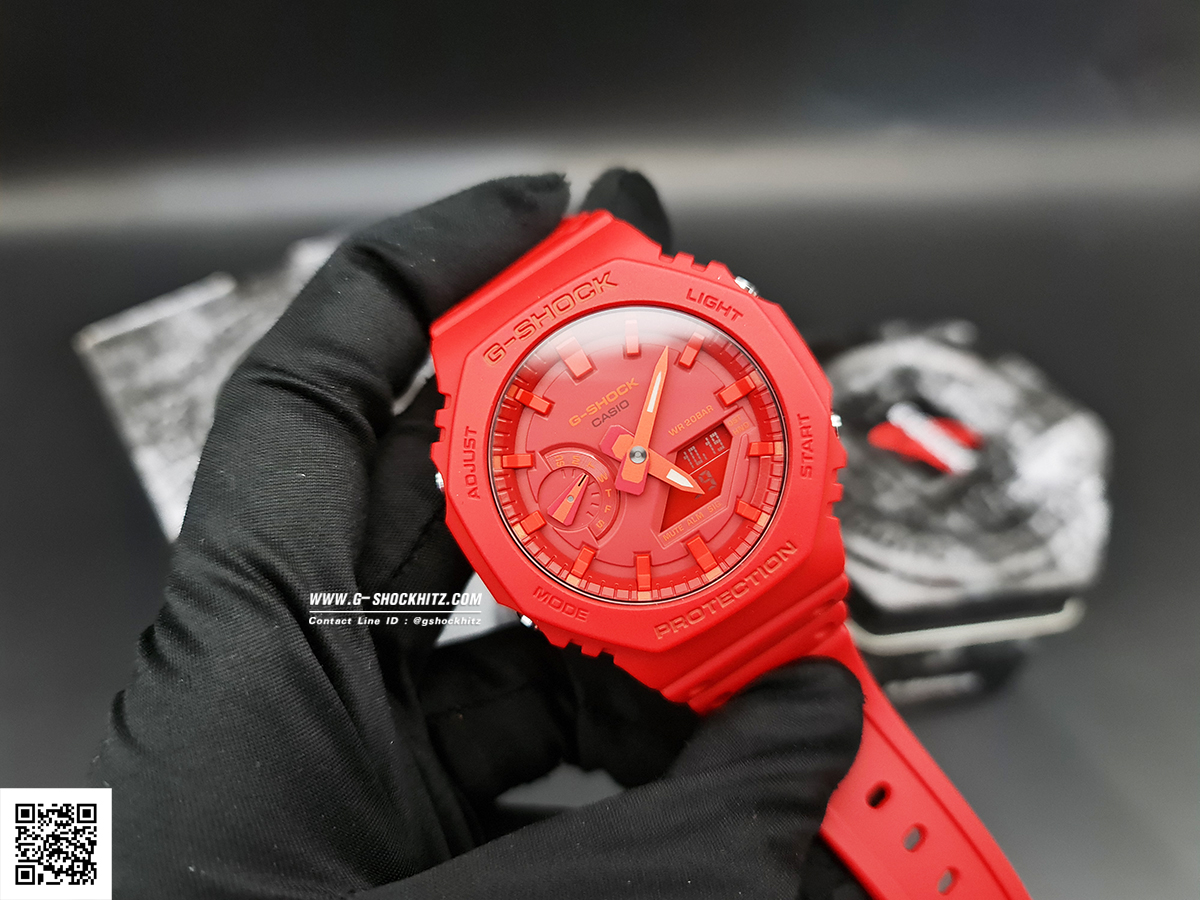 CASIO MID YEAR SALE G-SHOCK นาฬิกาข้อมือ นาฬิกากันน้ำ นาฬิกาของแท้ ประกันศูนย์ CMG 1 ปี รุ่น GA-2100-4A นาฬิกาสีแดง
