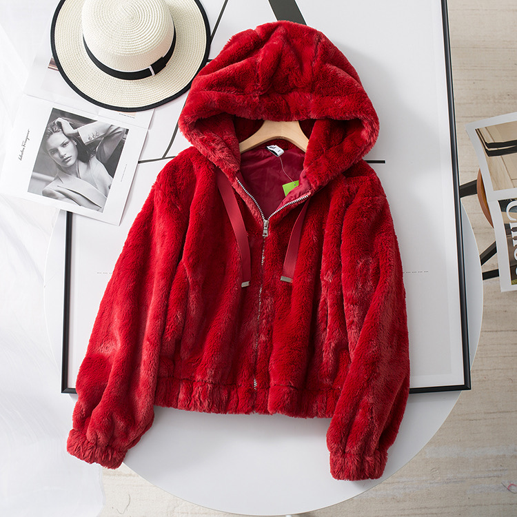 Page one เสื้อเฟอร์กันหนาว หมวกฮู้ด เสื้อขน Fluffy coat แบรนด์ page One ดำ