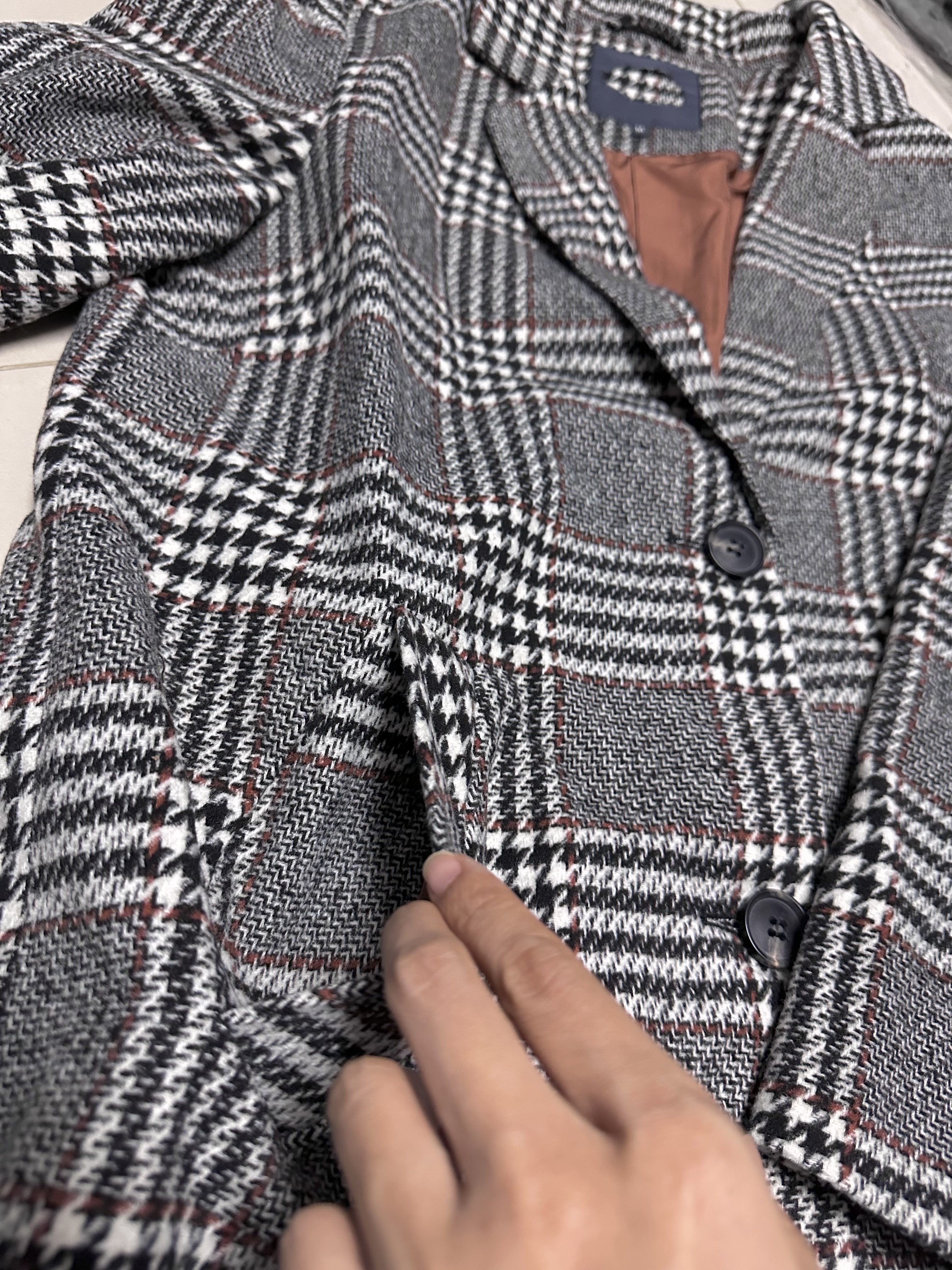 เสื้อโค้ท เสื้อกันหนาว เนื้อผ้าสักหลาดวูล checked coat แบรนด์ reserved สำเนา สำเนา