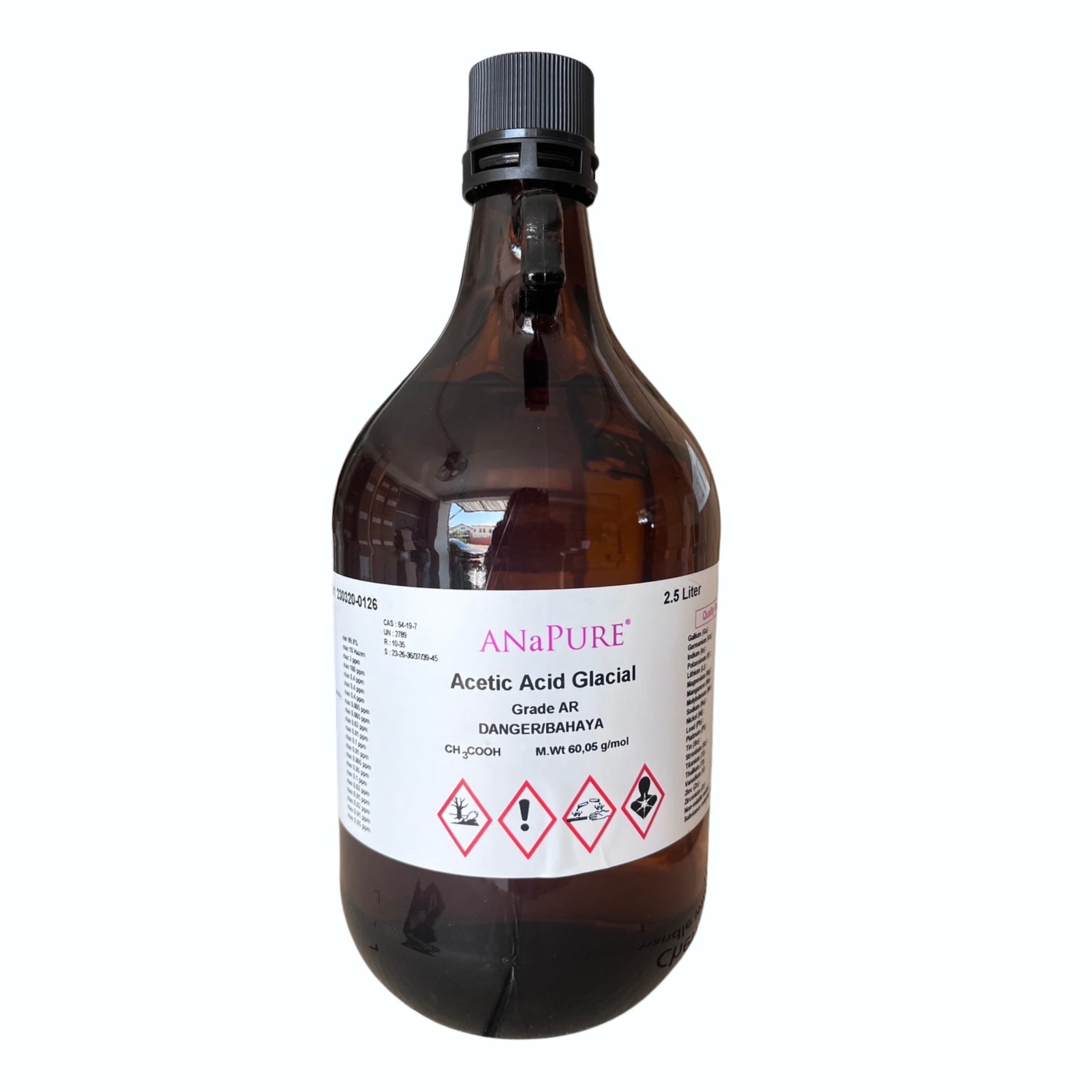 Acetic Acid Glacial, AR 2.5 L (GLASS) ANaPURE™