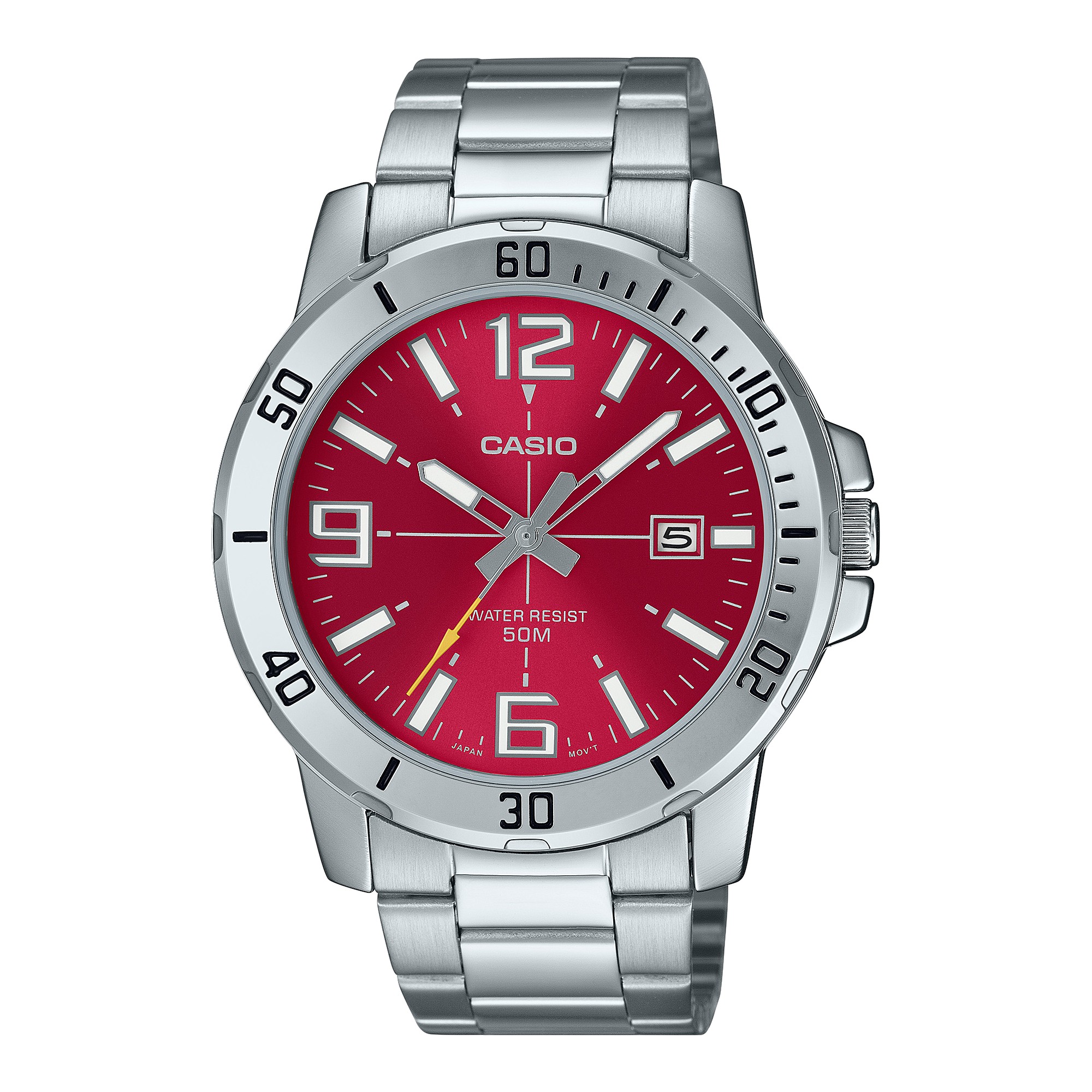 CASIO MID YEAR SALE นาฬิกาคาสิโอ พร้อมส่ง นาฬิกาข้อมือ นาฬิกากันน้ำ นาฬิกาของแท้ BTS ประกันศูนย์ CMG 1 ปี รุ่น MTP-VD01D-4B นาฬิกาสีเงิน