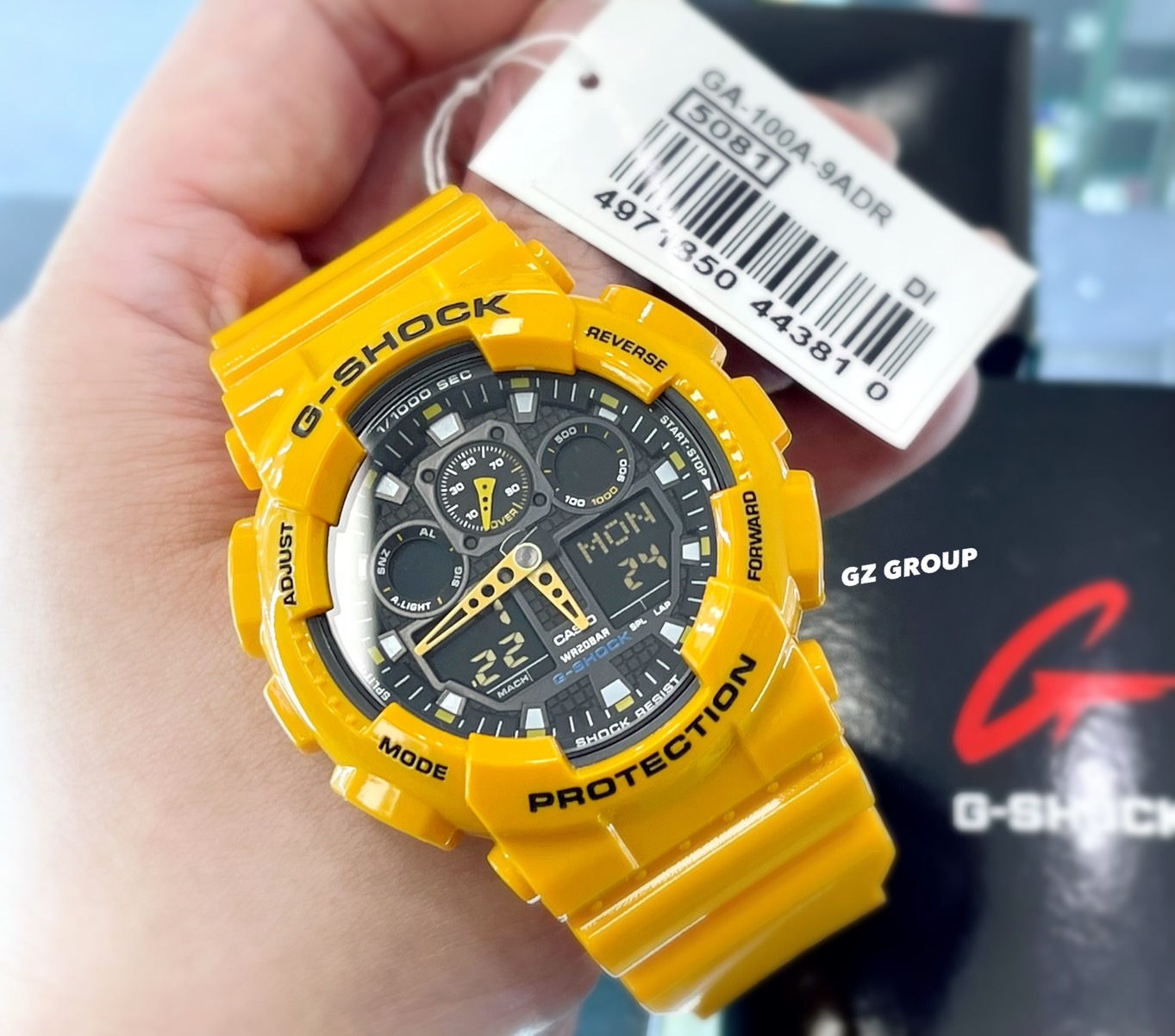 CASIO G-SHOCK นาฬิกาข้อมือ นาฬิกากันน้ำ นาฬิกาของแท้ ประกันศูนย์ CMG 1 ปี รุ่น GA-100A-9A นาฬิกาสีเหลือง