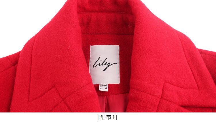 เสื้อโค้ท เสื้อกันหนาว เนื้อผ้าสักหลาดวูล สีแดง แบรนด์LILY