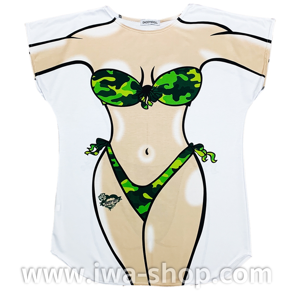 ทหารเขียว เสื้อยืดลายชุดว่ายน้ำ เสื้อยืดลายบิกินี่ เสื้อสกรีนลายบิกินี่ เสื้อลายชุดว่ายน้ำ เสื้อฮาๆ พิมพ์ลายเซ็กซี่ไปทะเล