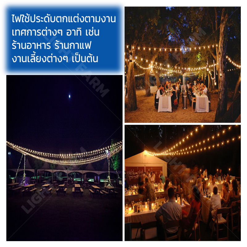 สายไฟพร้อมขั้วหลอดปิงปอง E27 (1 เมตร มี 3 ขั้ว) ( ราคา / 10เมตร)