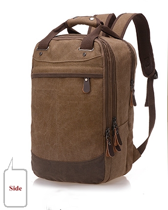 กระเป๋าเป้ กระเป๋า โน๊ตบุ๊ค เป้สะพายหลัง ผ้าcanvas ผ้ากระสอบหนา สีกาแฟ