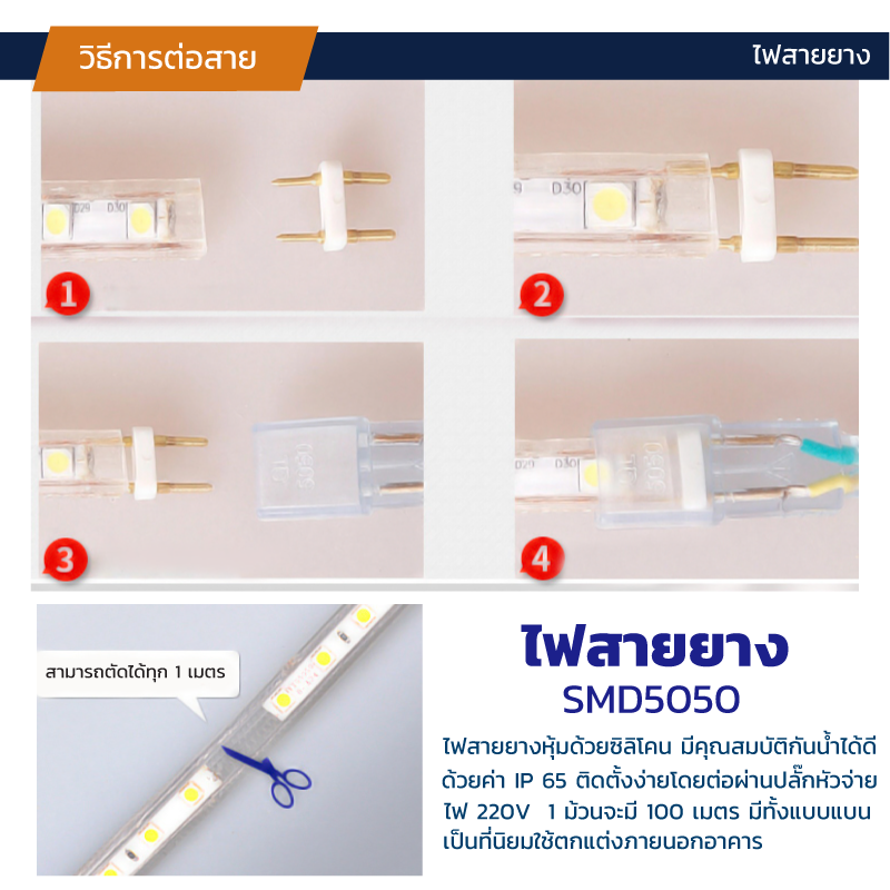 ไฟสายยาง SMD 5050 (100 m.) สีเขียว (ท่อแบน)