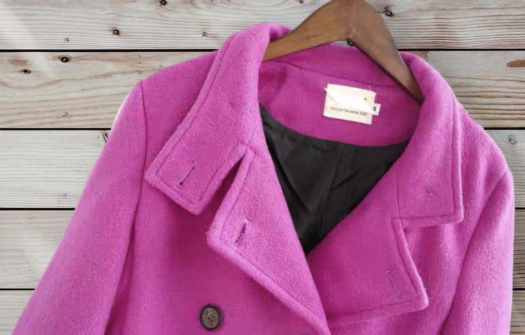 i.5S เสื้อโค้ท peacoat เสื้อโค้ทเฟอร์ โค้ทสักหลาดสีชมพูสด แบรนด์ i.5S สำเนา สำเนา สำเนา