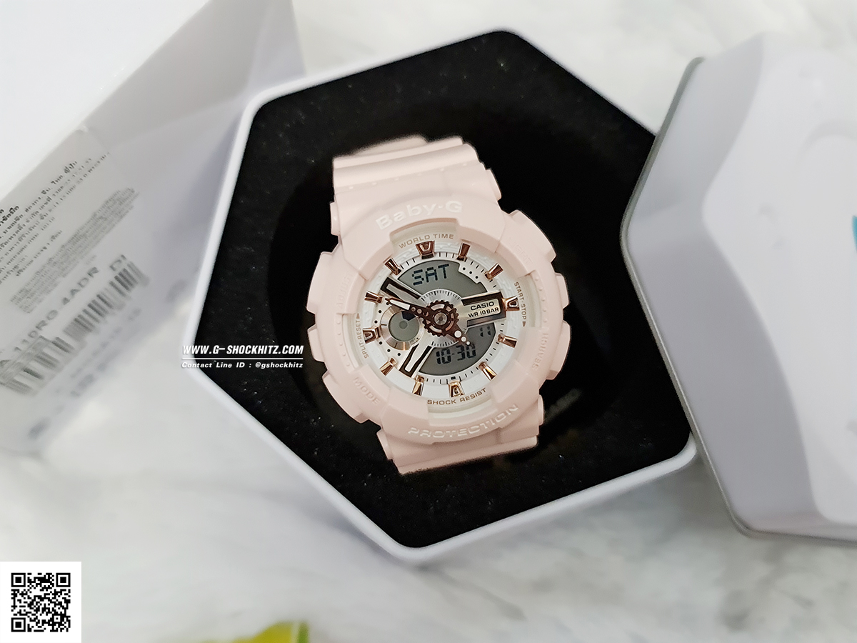 CASIO MID YEAR SALE BABY-G นาฬิกาข้อมือ นาฬิกากันน้ำ นาฬิกาของแท้ ประกันศูนย์ CMG 1 ปี รุ่น BA-110RG-4A นาฬิกาสีชมพู