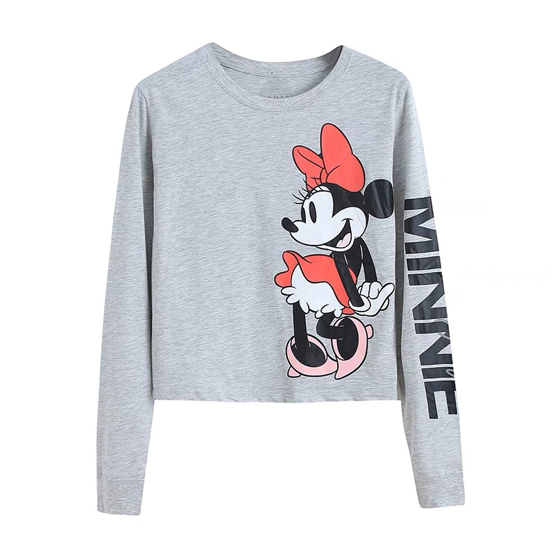 Disney เสื้อยิดแขนยาว เสื้อวอร์มสีเทา ลายจุด สกรีนMINNIE งานDISNEY สำเนา สำเนา สำเนา สำเนา เทา