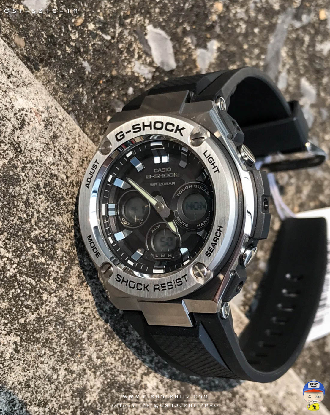 CASIO G-SHOCK นาฬิกาข้อมือ นาฬิกากันน้ำ นาฬิกาของแท้ ประกันศูนย์ CMG 1 ปี รุ่น GST-S310-1A นาฬิกาสีดำ
