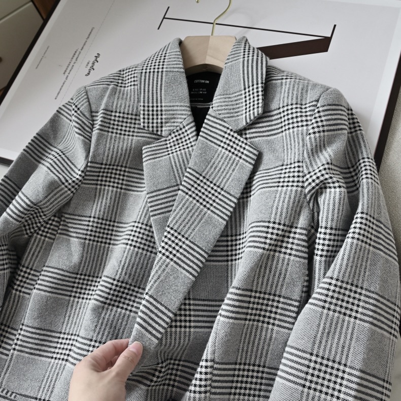 เสื้อโค้ท เสื้อคลุม ทรงสูท ลายตาราง checked plaid blazer gingerham เสื้อคลุม เบลเซอร์ Blazer check ❄️แบรนด์✨H&M✨ แท้💯% แบรนด์ สำเนา