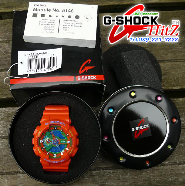 CASIO G-SHOCK นาฬิกาข้อมือ นาฬิกากันน้ำ นาฬิกาของแท้ ประกันศูนย์ CMG 1 ปี รุ่น GA-110A-4A นาฬิกาสีส้ม
