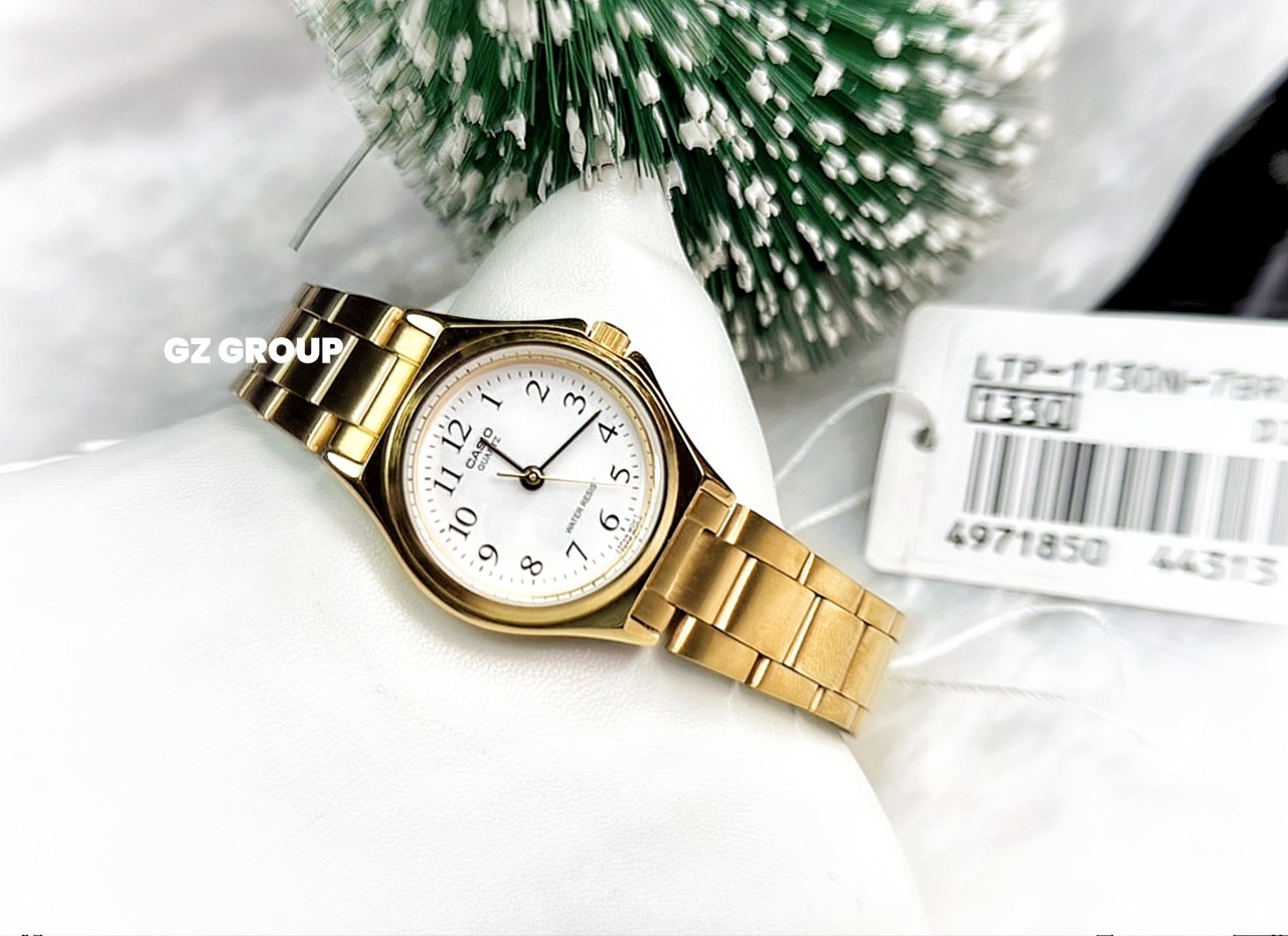 CASIO MID YEAR SALE นาฬิกาคาสิโอ พร้อมส่ง นาฬิกาข้อมือ นาฬิกากันน้ำ นาฬิกาของแท้ BTS ประกันศูนย์ CMG 1 ปี รุ่น LTP-1130N-7B นาฬิกาสีทอง