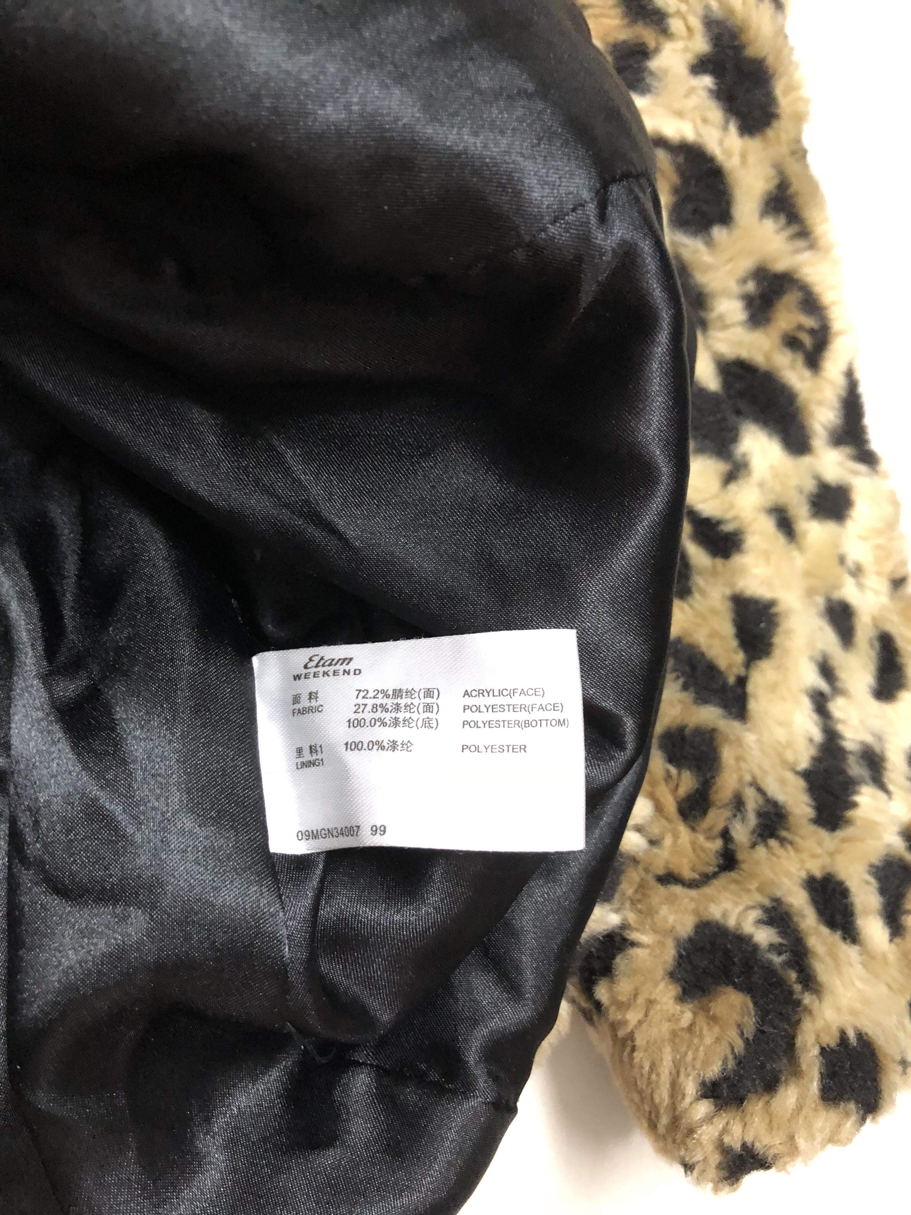 Etam เสื้อกันหนาว ฮูท เสื้อกันหนาวแต่งขน ลายเสือ แบรนด์เนมETAM แท้ งานสวย เนื้อขนนุ่ม หรู มากคะ size S/M ลายเสือ