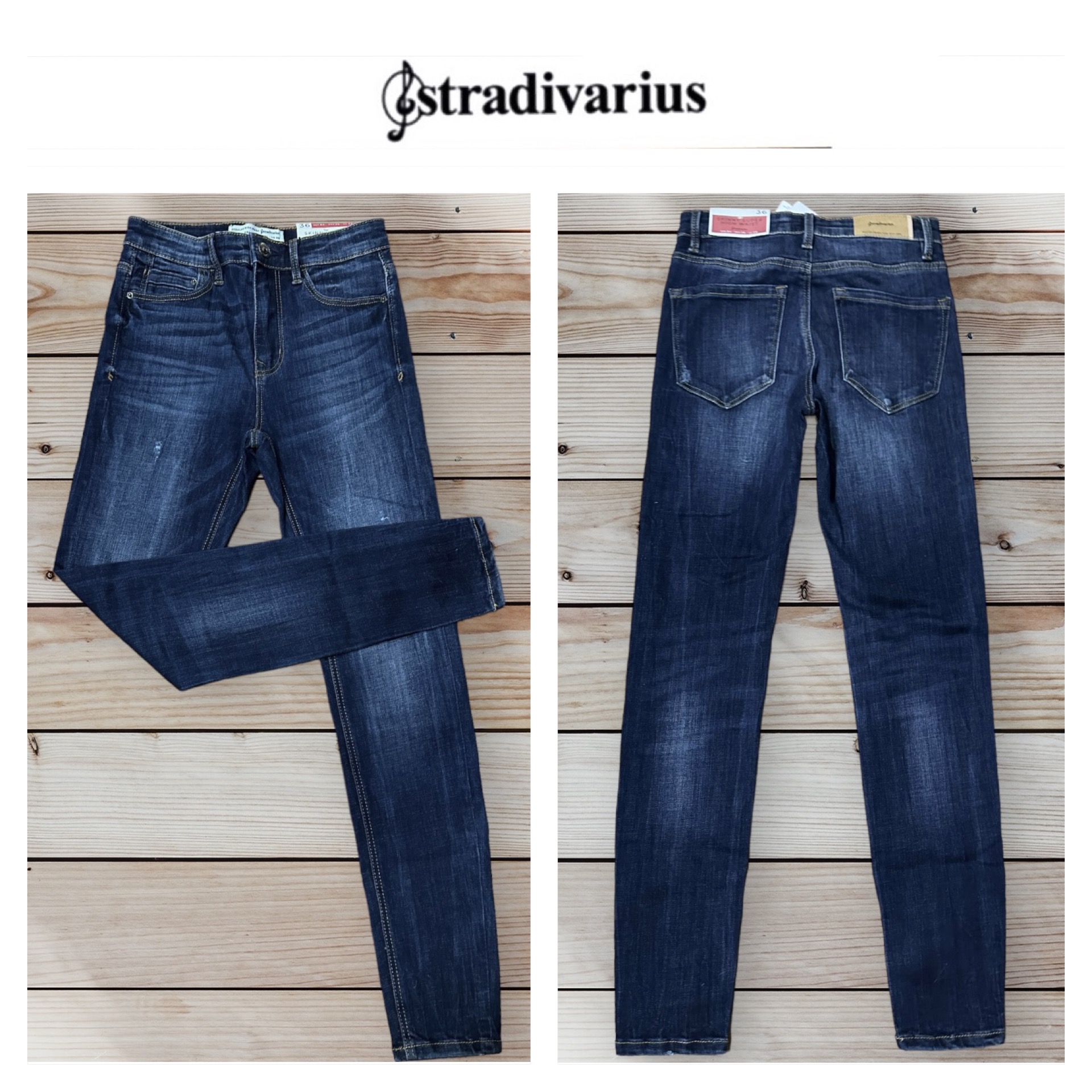 Stradivarius กางเกงยีนส์ฟอก สีเข้ม STRADIVARIUS REGULAR HIGH WAIST สำเนา สำเนา สำเนา สำเนา สำเนา ยีนส์