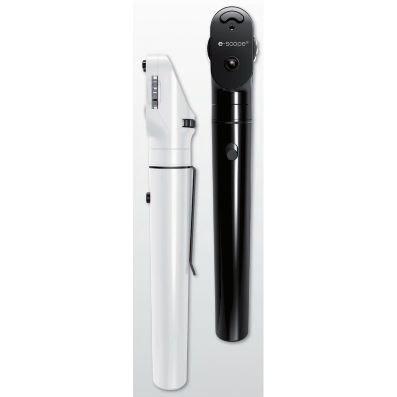 RIESTER ชุดตรวจตา Ophthalmoscope รุ่น E-scope แบบ Fiber Optic , หลอดไฟ LED 3.7 V, ด้ามขนาด AA, มีให้เลือก 2 สี : ดำ หรือ ขาว (สอบถามและสั่งซื้อราคาพิเศษได้ทางไลน์ @ddmedic)