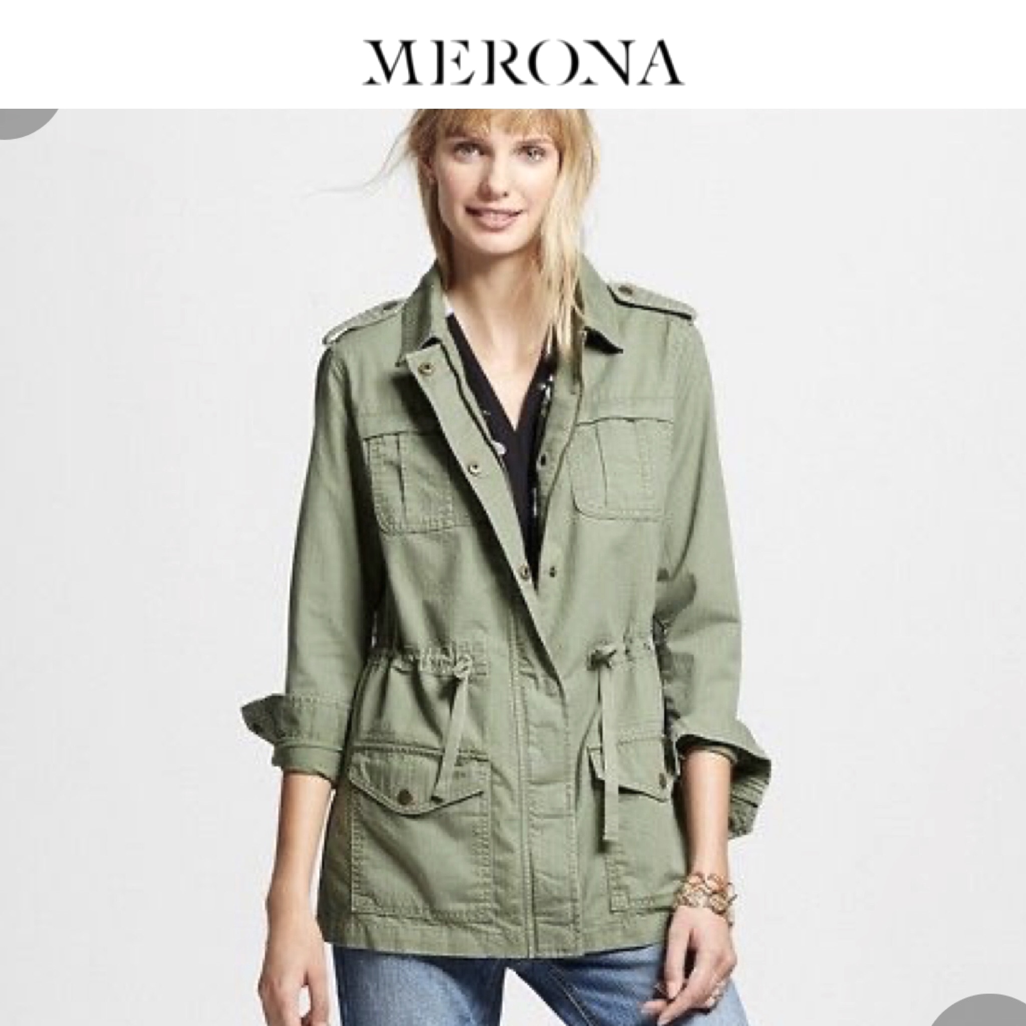 Merona เสื้อเขียวทหาร เสื้อนอกแนวทหาร แบรนด์Merona แพทเทินสวย เท่ห์มาก คะ Size S/M/L/XL สำเนา สำเนา สำเนา เขียว