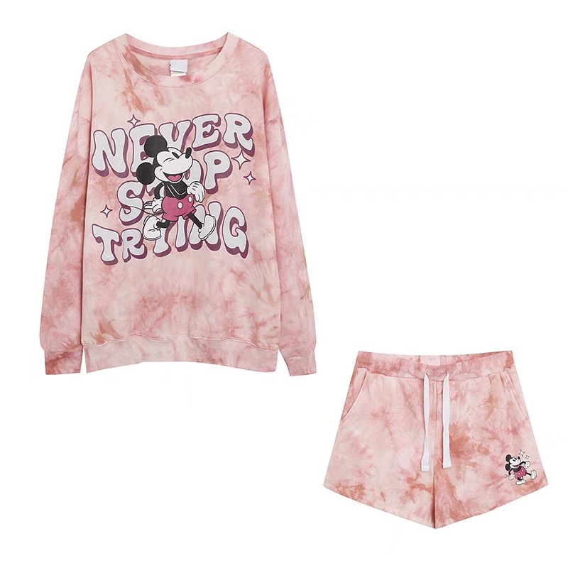Disney Tom&Jerry เสื้อวอร์ม ลายมัดย้อม สีขาว น้ำตาลอ่อน แขนยาว สกรีน Mickey งาน warner DISNEY สำเนา เทา