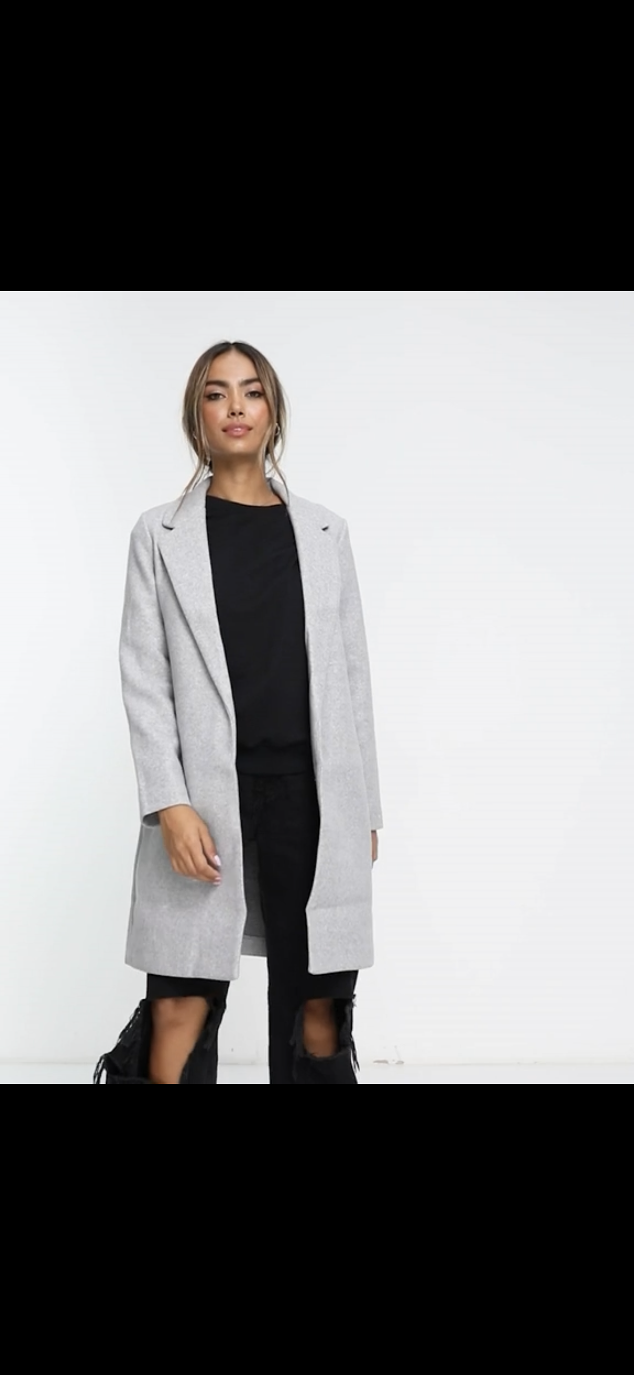 เสื้อโค้ท เสื้อโค้ทกันหนาว โค้ทวูล tailored knot coat สีเบจ แบรนด์ STRADIVARIUS สำเนา
