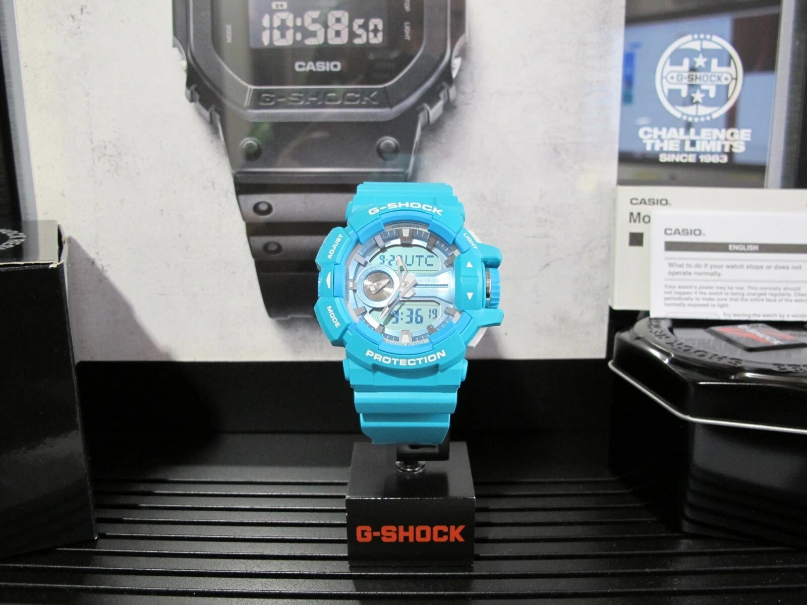 CASIO MID YEAR SALE G-SHOCK พร้อมส่ง นาฬิกาข้อมือ นาฬิกากันน้ำ นาฬิกาของแท้ ประกันศูนย์ CMG 1 ปี รุ่น GA-400A-2A นาฬิกาสีฟ้า