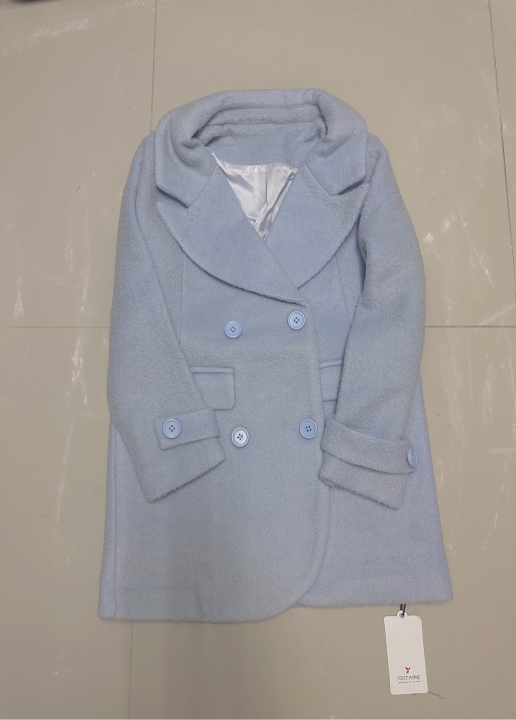 Ozoc เสื้อโค้ท เสื้อกันหนาว เนื้อผ้าสักหลาดวูล สีฟ้าอ่อนพาสเทล แบรนด์ joice