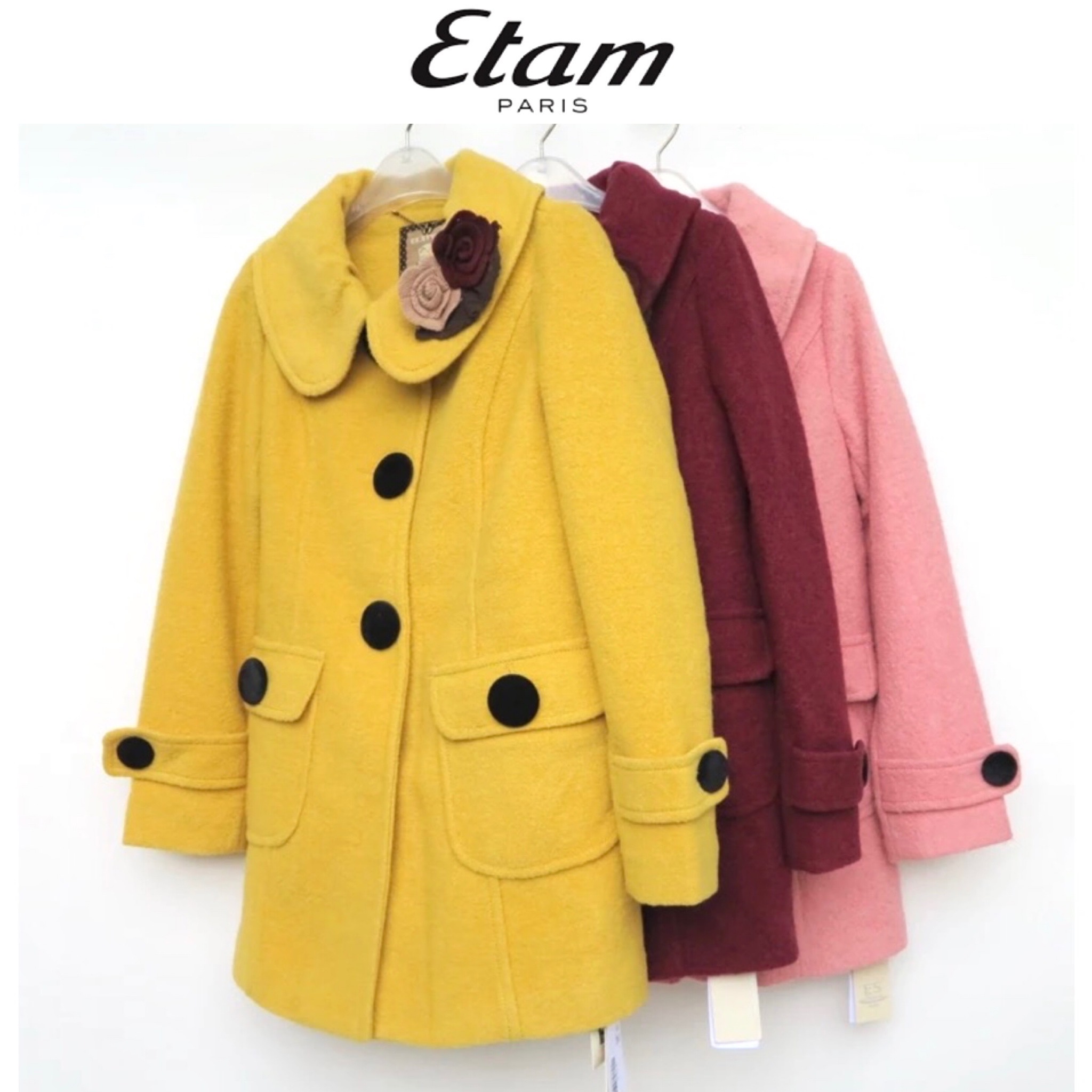 เสื้อโค้ท เสื้อกันหนาวสักหลาดวูล แบรนด์ ETAM งานพรีเมี่ยมเกรดคะ• สำเนา ชมพู