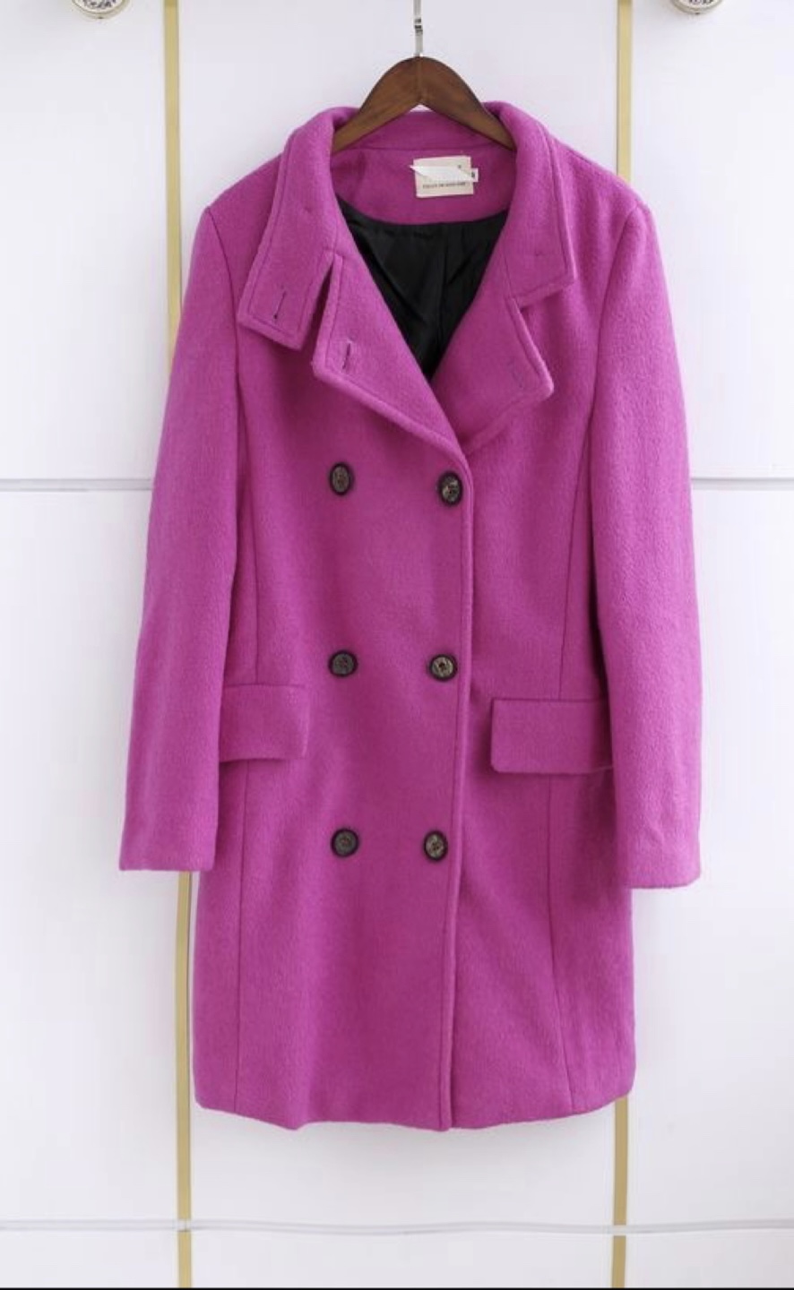 i.5S เสื้อโค้ท peacoat เสื้อโค้ทเฟอร์ โค้ทสักหลาดสีชมพูสด แบรนด์ i.5S สำเนา สำเนา สำเนา