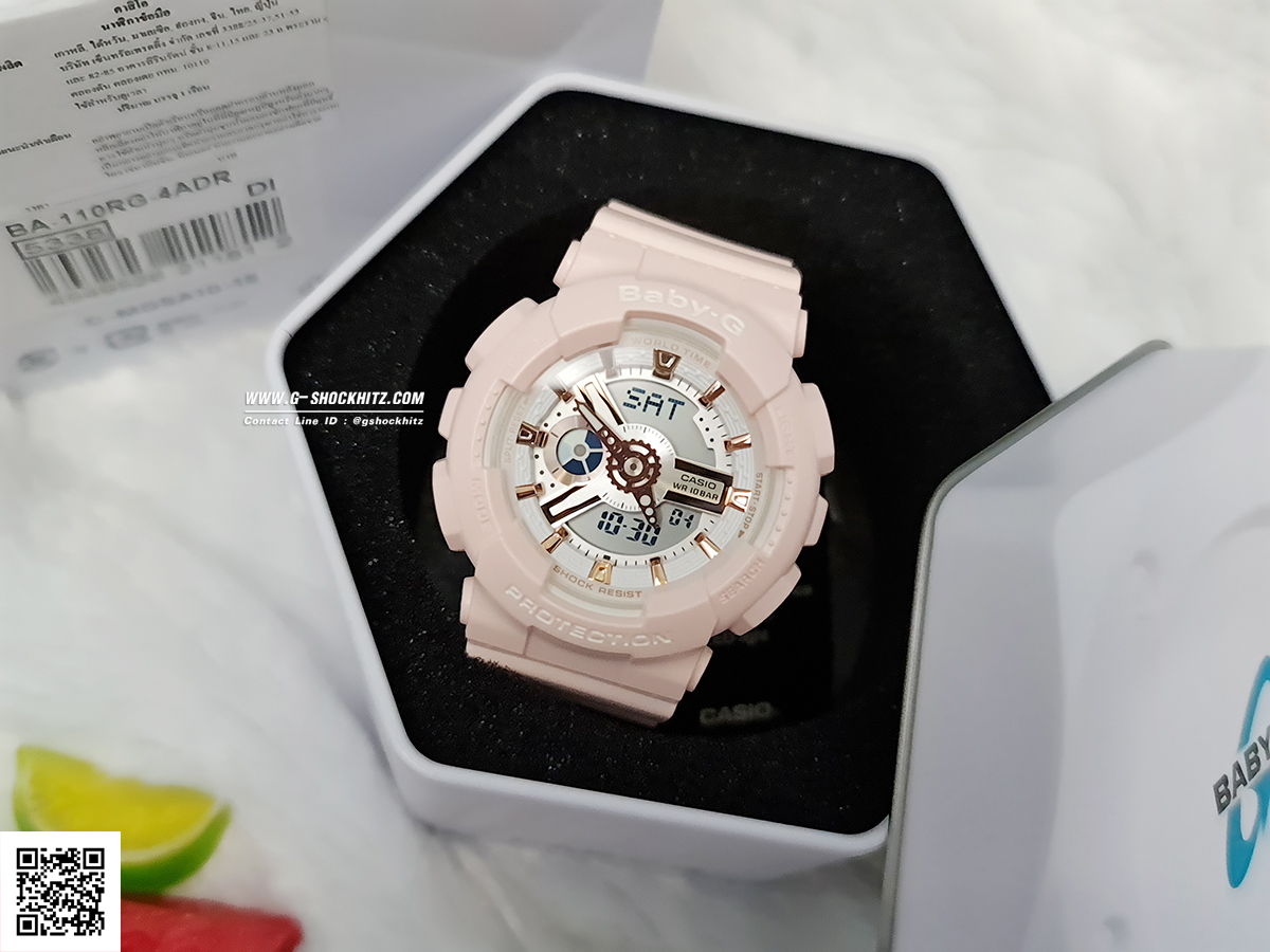 CASIO MID YEAR SALE BABY-G นาฬิกาข้อมือ นาฬิกากันน้ำ นาฬิกาของแท้ ประกันศูนย์ CMG 1 ปี รุ่น BA-110RG-4A นาฬิกาสีชมพู
