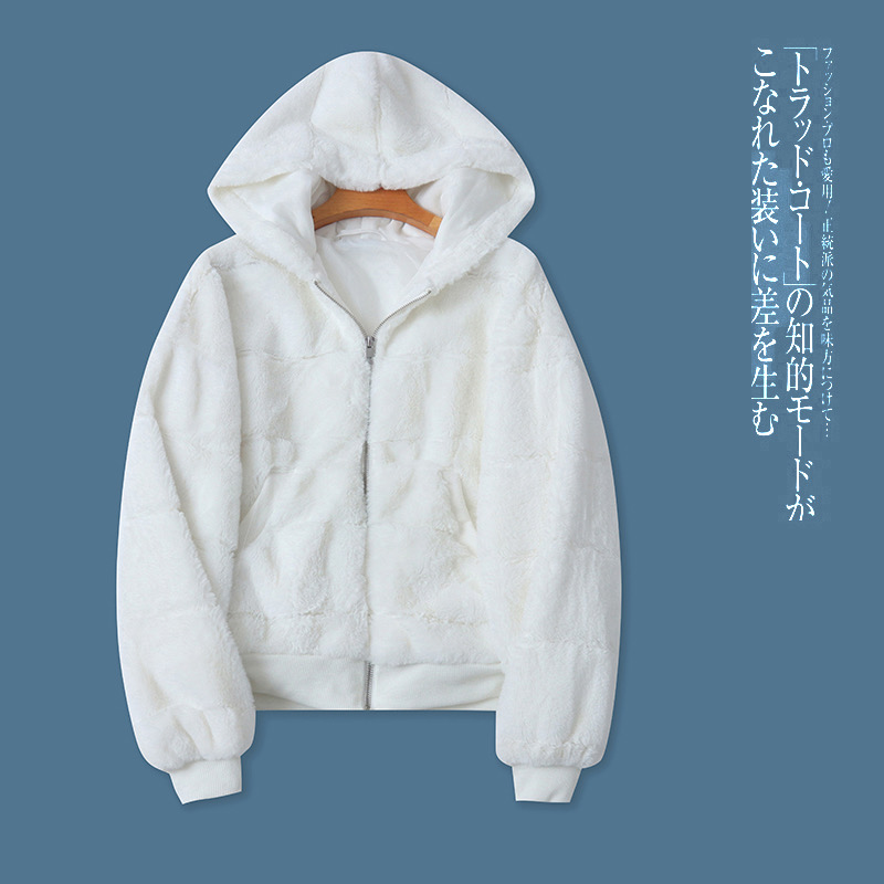 เสื้อเฟอร์กันหนาว หมวกฮู้ด เสื้อขน Fluffy coat แบรนด์ JOLIES & JOY ดำ